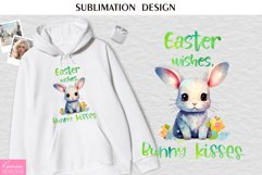 Easter Wishes, Bunny Kisses|Easter Watercolor T Shirt Design Product Image 1