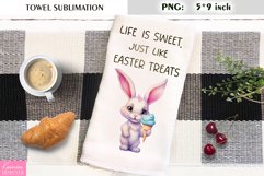Watercolor Bunny with Ice Cream|Watercolor Kitchen Towel Product Image 1