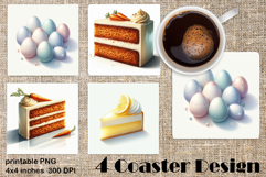 Ester food Coaster Design, sweet dessert PNG Product Image 1