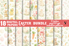 Easter Digital Paper Bundle | Seamless Watercolor Easter png Product Image 1