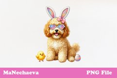 Easter Cavapoo Sublimation | Cute Dog Clipart PNG Product Image 1