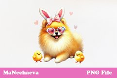 Easter Pomeranian Sublimation | Cute Dog Clipart PNG Product Image 1