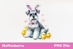 Easter Schnauzer Sublimation | Cute Dog Clipart PNG Product Image 1
