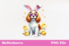 Easter Cavalier King Charles Sublimation | Cute Dog Clipart Product Image 1