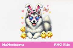 Easter Husky Sublimation | Cute Dog Clipart PNG Product Image 1