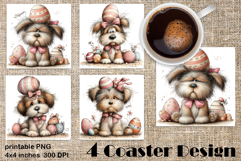 Happy Easter Square Coaster Sublimation. Funny dog Product Image 1