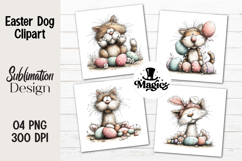 Easter Dog Clipart, Easter Sublimation PNG Product Image 1