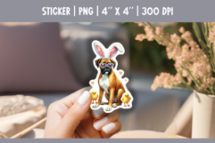 Boxer Easter Sticker | Cute Spring Dog Clipart Product Image 1