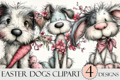 Whimsical Easter Dogs Clipart PNG Product Image 1