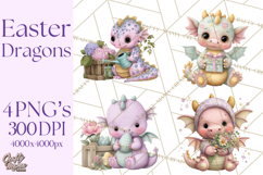 Easter Baby Dragon Clipart, Cute Pastel Spring Dragons Png Product Image 1