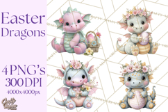 Easter Baby Dragon Clipart, Cute Pastel Spring Dragons Png Product Image 1