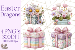 Easter Baby Dragon Clipart, Cute Pastel Spring Dragons Png Product Image 1