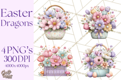 Easter Baby Dragon Clipart, Cute Pastel Spring Dragons Png Product Image 1