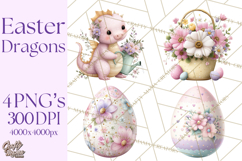 Easter Baby Dragon Clipart, Cute Pastel Spring Dragons Png Product Image 1