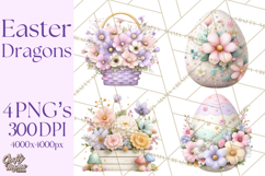 Easter Baby Dragon Clipart, Cute Pastel Spring Dragons Png Product Image 1