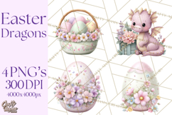 Easter Baby Dragon Clipart, Cute Pastel Spring Dragons Png Product Image 1