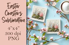 Easter Drink Coaster Sublimation PNG Product Image 1