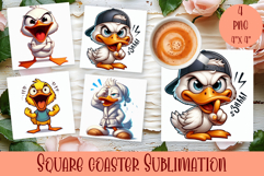 Funny duck Sarcastic Quotes Coaster Sublimation Design Product Image 1