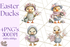 Easter Duckling Clipart, Cute Ducklings in Fancy Outfits Png Product Image 1