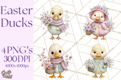 Easter Duckling Clipart, Cute Ducklings in Fancy Outfits Png Product Image 1