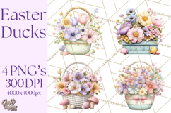 Easter Duckling Clipart, Cute Ducklings in Fancy Outfits Png Product Image 1
