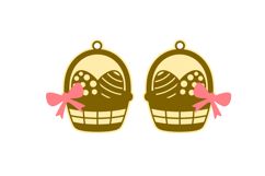 Easter Egg Basket with Bow Earrings - Laser Cut SVG Template Product Image 2