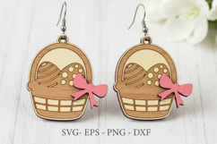 Easter Egg Basket with Bow Earrings - Laser Cut SVG Template Product Image 1