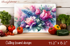 Cutting board design with spring flowers. Tulip and lilac Product Image 1