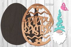 Happy Easter Gnome Sign SVG Glowforge Files Easter Egg Product Image 3