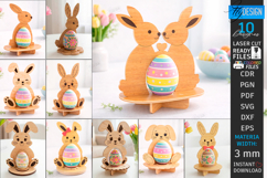 Easter Egg Holders Laser Cut Bundle | Bunny Egg Stands SVG Product Image 1