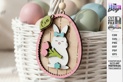 Easter Bunny Egg Ornament Laser Cut | Egg Hanging Decor SVG Product Image 1