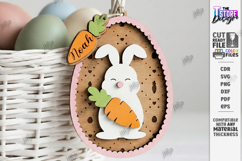 Easter Bunny Egg Ornament Laser Cut | Egg Hanging Decor SVG Product Image 1