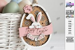Easter Bunny Egg Ornament Laser Cut | Egg Hanging Decor SVG Product Image 1