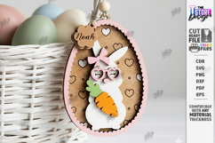 Easter Bunny Egg Ornament Laser Cut | Egg Hanging Decor SVG Product Image 1