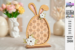 Easter Egg Shelf Sitter Laser Cut | Floral and Bunny SVG Product Image 1
