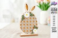 Easter Egg Shelf Sitter Laser Cut | Floral and Bunny SVG Product Image 1