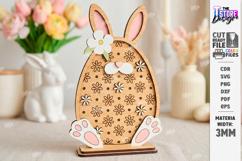 Easter Egg Shelf Sitter Laser Cut | Floral and Bunny SVG Product Image 1
