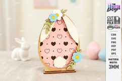 Easter Egg Shelf Sitter Laser Cut | Floral and Bunny SVG Product Image 1
