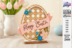 Easter Egg Shelf Sitter Laser Cut | Floral and Bunny SVG Product Image 1
