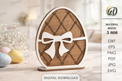 3D Easter Egg Stand Laser Cut. Easter Stand Decor SVG Product Image 1