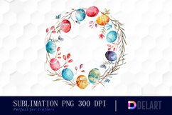 Easter Egg Wreath Watercolor Clipart Product Image 1
