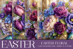 Easter Background, Easter Flowers, Spring Backgrounds, s48 Product Image 1