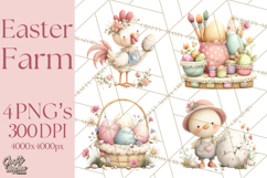 Easter Farm Animals Clipart PNG, Farm Animals Easter Eggs Product Image 1