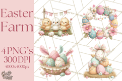 Easter Farm Animals Clipart PNG, Farm Animals Easter Eggs Product Image 1