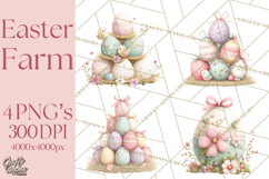 Easter Farm Animals Clipart PNG, Farm Animals Easter Eggs Product Image 1
