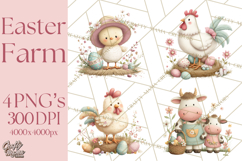 Easter Farm Animals Clipart PNG, Farm Animals Easter Eggs Product Image 1