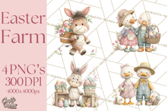 Easter Farm Animals Clipart PNG, Farm Animals Easter Eggs Product Image 1