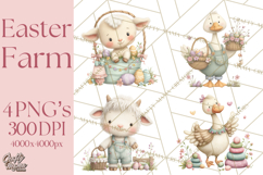Easter Farm Animals Clipart PNG, Farm Animals Easter Eggs Product Image 1