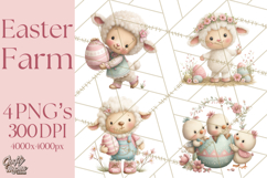 Easter Farm Animals Clipart PNG, Farm Animals Easter Eggs Product Image 1