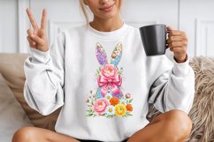 Easter Floral Bunny Sublimation Png Product Image 2